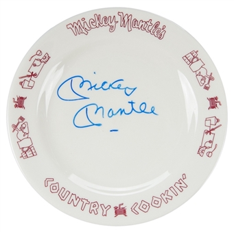 Mickey Mantle Autographed Mantles Country Kitchen Dinner Plate (JSA)